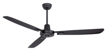 Craftmade VE58FB3 - Velocity 58" 3-Blade Ceiling Fan in Flat Black w/ Flat Black Blades; Not Light Kit Adaptable